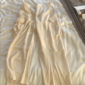 Zara white silky cargo pants